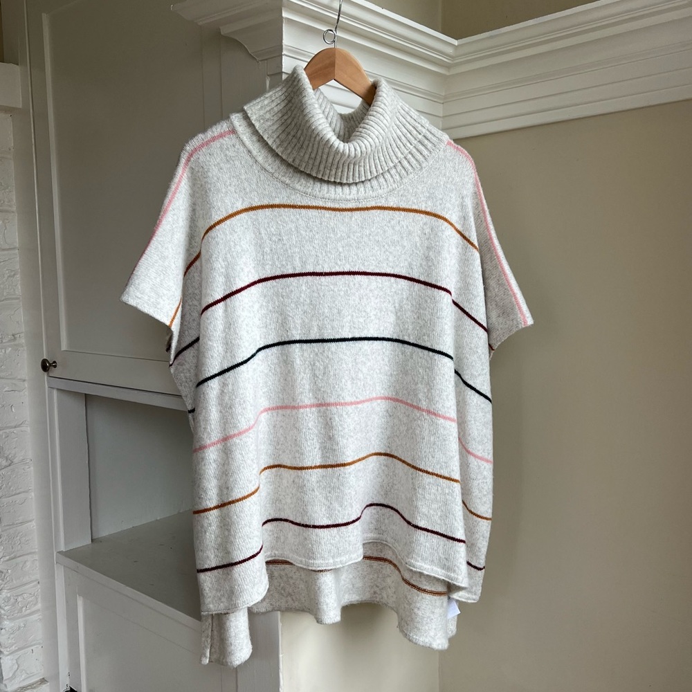 LOFT Multicolored Turtleneck Poncho